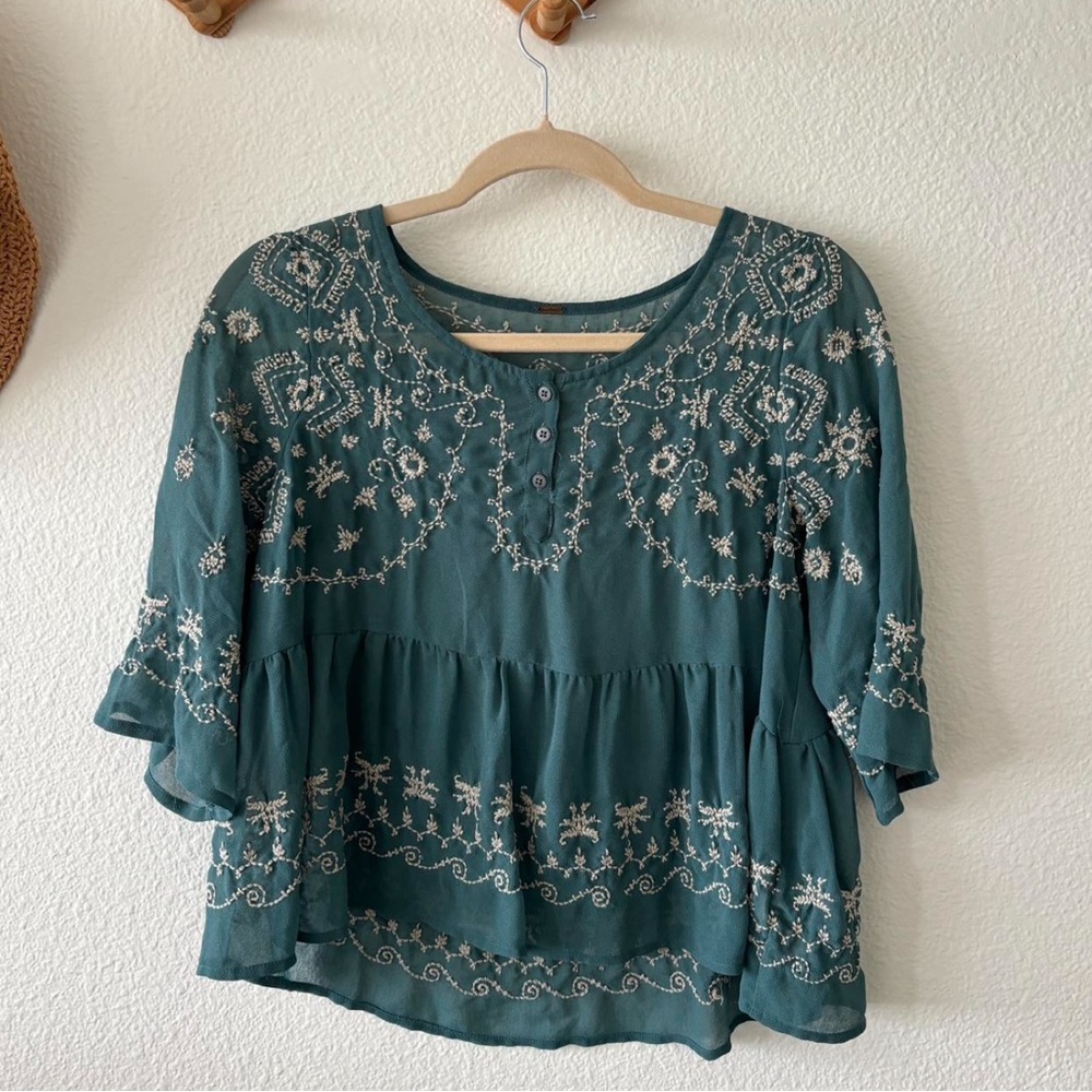 Embroidered Free People Blouse